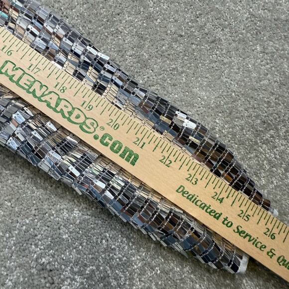 Simon Miller Sequin Sculpty Dress Satellite Silver Satin Maxi Long Sleeve 8 NYE - Picture 12 of 15